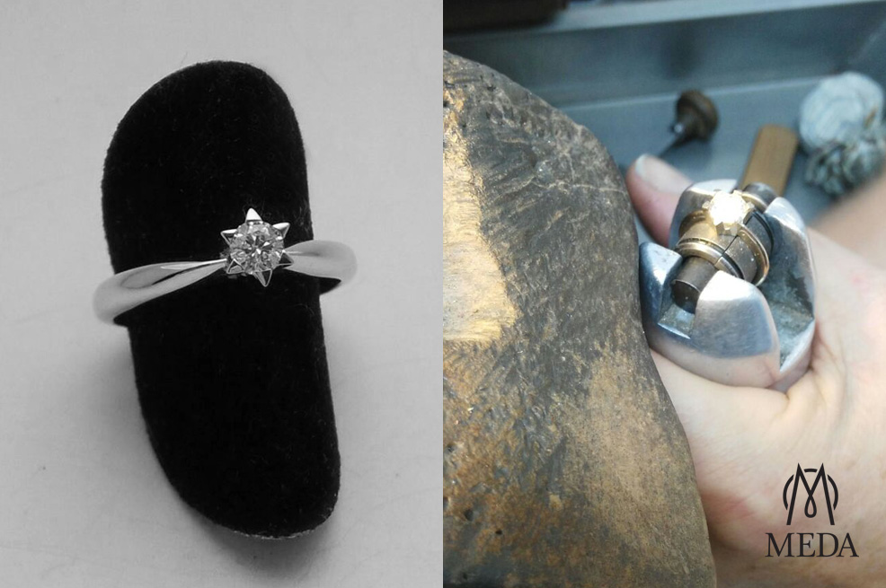Anello solitario artigianale a stella lavorazione e prodotto finito