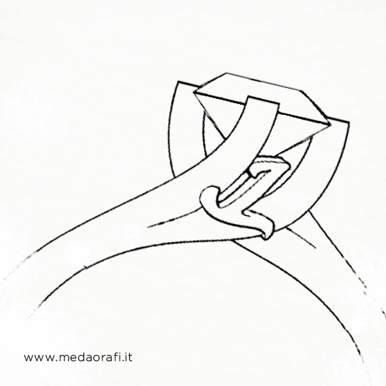 Sketch anello solitario castone con diamante